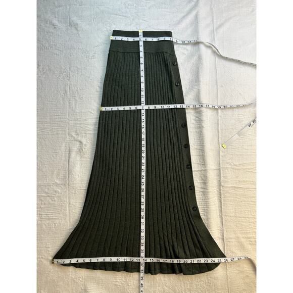 Lisa Yang Katie Skirt Side Button Long Tulip Hem Ribbed Cashmere Moss Size 1 S/M - Picture 7 of 16